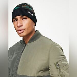 NWOT Timberland Green Jacquard Beanie Hat in Camo
